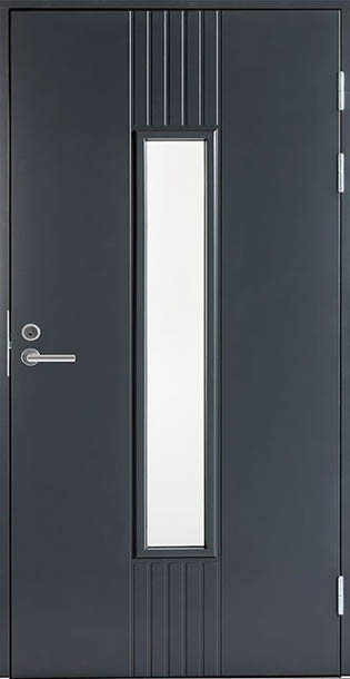 Утепленная финская входная дверь F2050 W28 серая